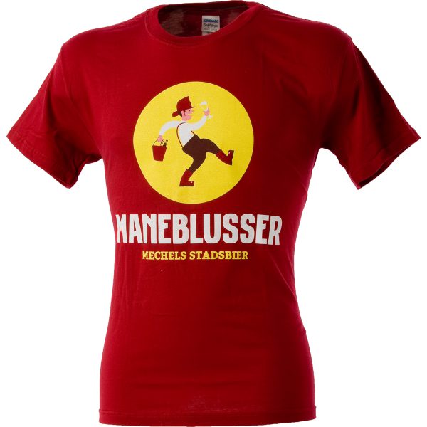 Rode T-shirt met Maneblusser logo - voorkant
